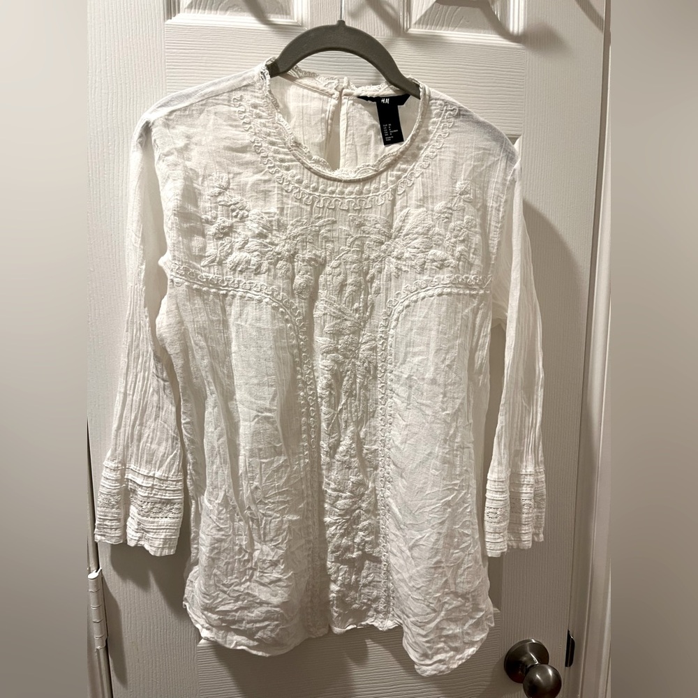 H&M Gauze embroidered shirt size small